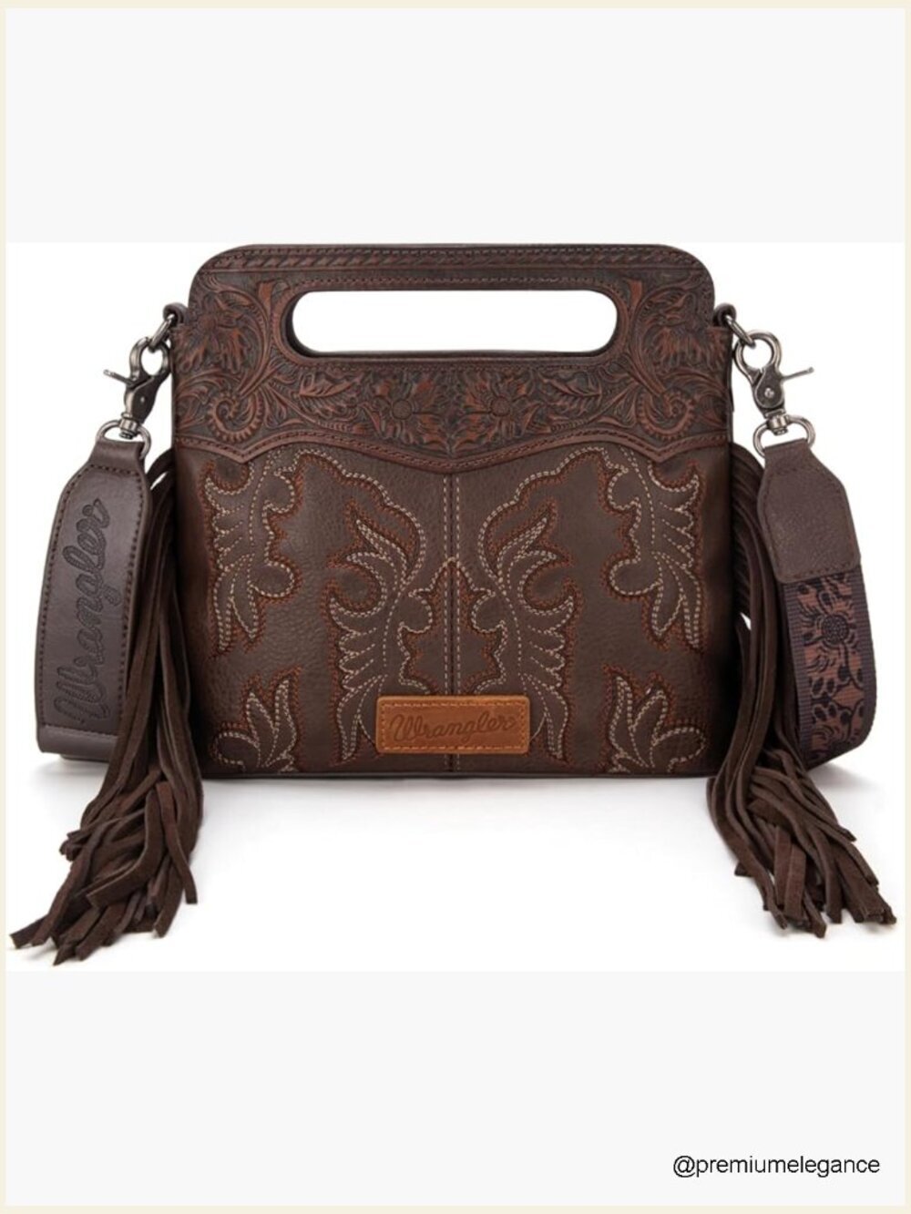 Western Embossed Fringe Handbag Crossbody Top Handle Shoulder Bag